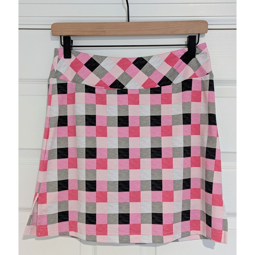 Golftini Neapolitan Golf Skort Pink Black Grey Plaid Check Skort Womens Small
